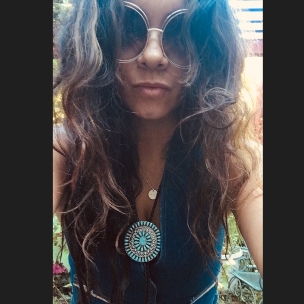 Vintage Large Zuni Turquoise Bolo Tie
